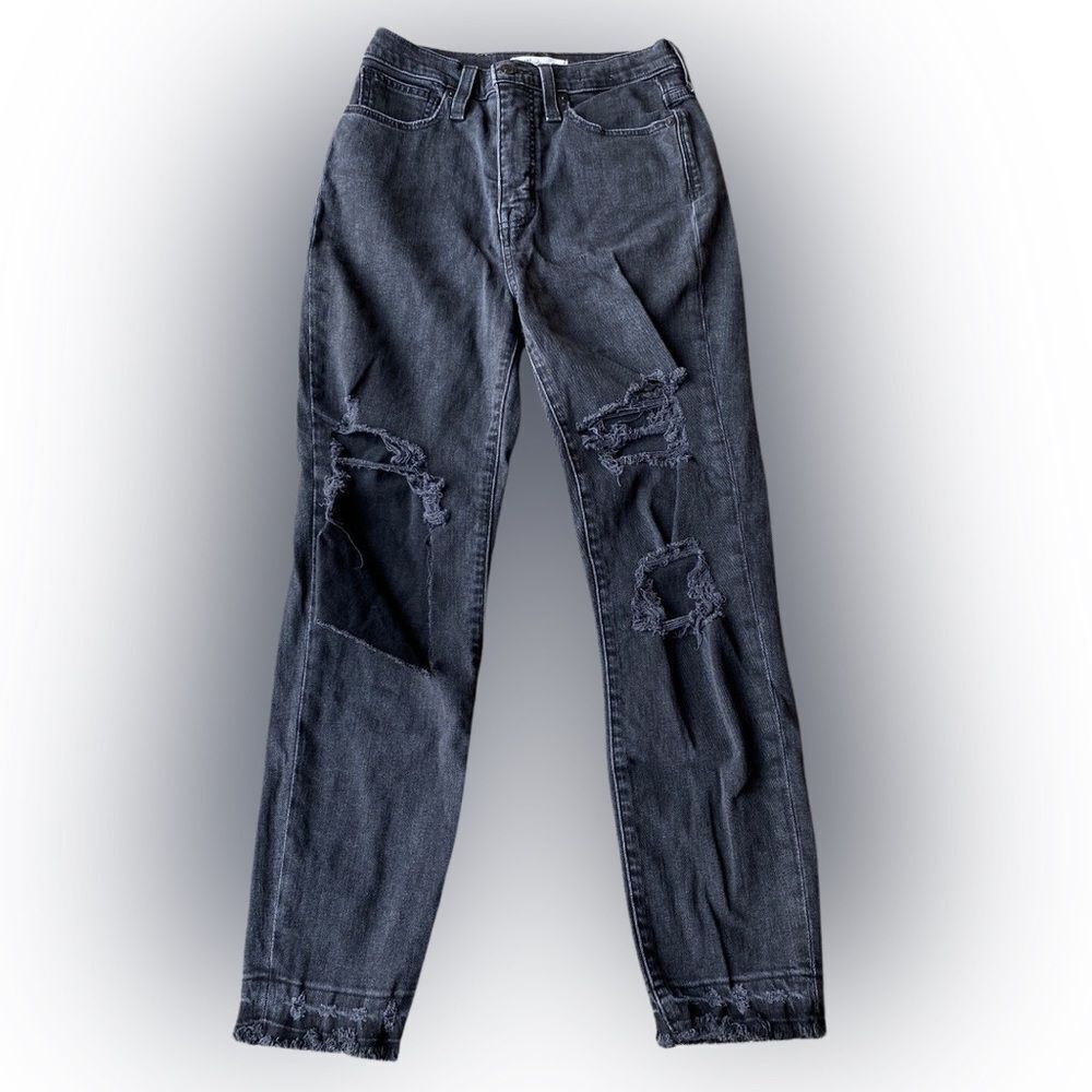 Madewell the mom jean Distressed Black Jeans